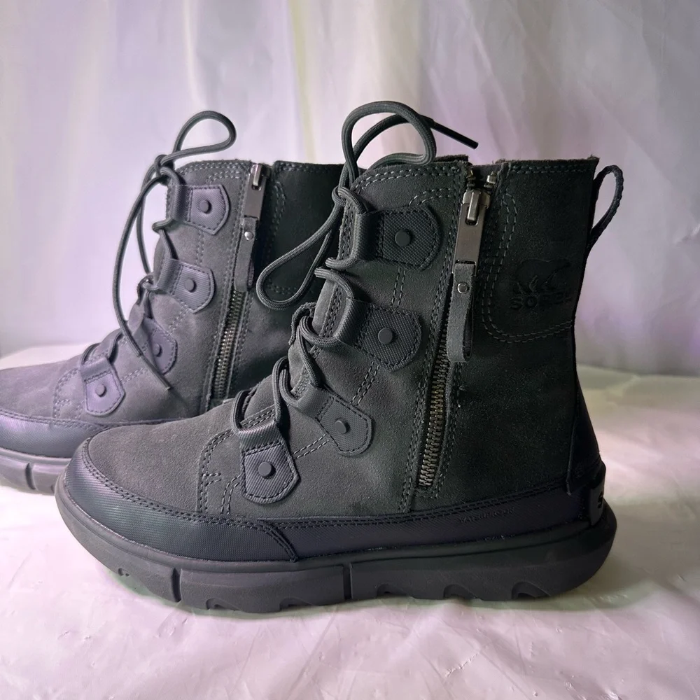Sorel Dark Gray Suede Lace-Up Boots